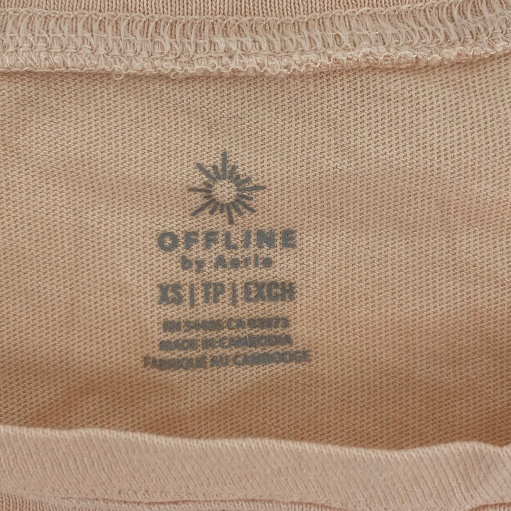 OFFLINE by Aerie Peach Tie Front Pocket Crop Top Tee XS NWT - Picture 2 of 6